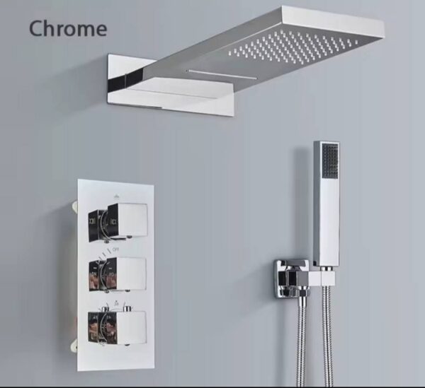 Sistem duș încastrat cu baterie termostatată cromată