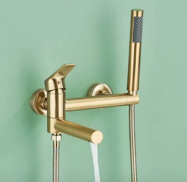 Baterie cadă cu dus pipă mobilă brushed gold