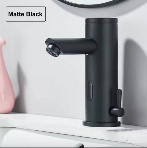 Baterie lavoar cu senzor negru mat